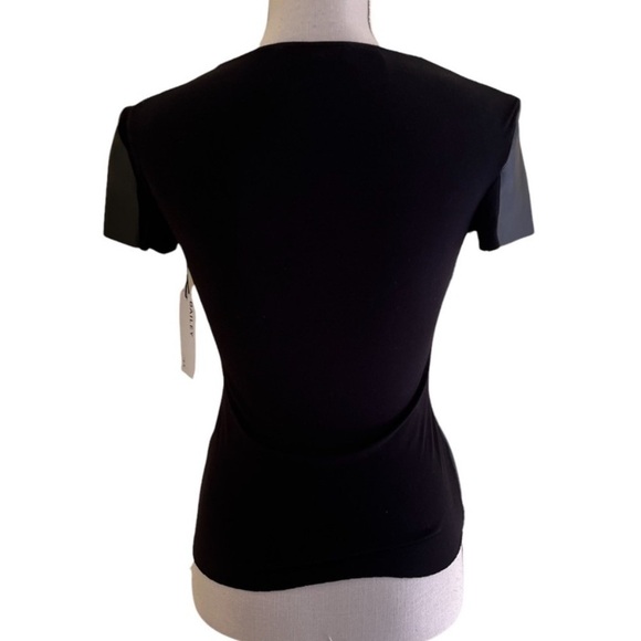 Bailey 44 New Women’s Small Hardy Black Faux-Leather Front Tee Anthropologie NWT - Picture 9 of 13